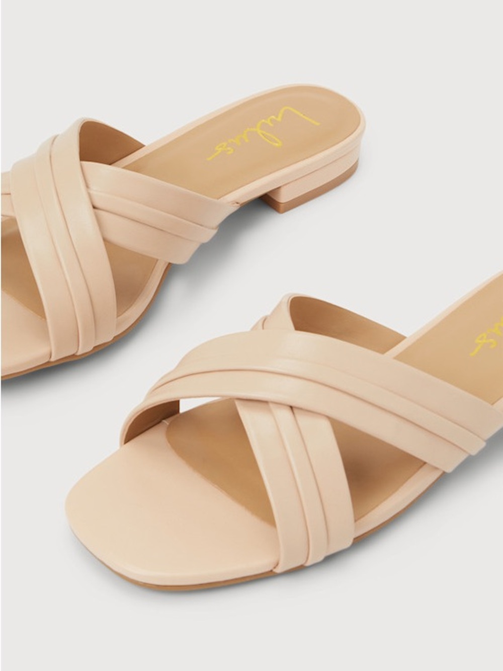 Lulu's Blush Cross-Band Slide Mules